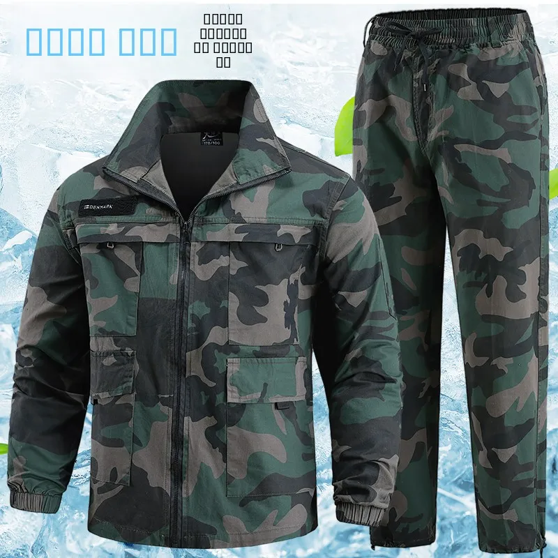 Set da Lavoro Estivo in Puro Cotone per Uomo, Sottile e Traspirante, Maniche Lunghe, Resistente alla Saldatura e Antipolvere, Abbigliamento Protettivo da Lavoro