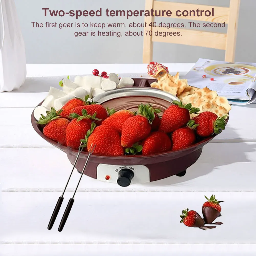Dessert Fountain Melting Pot Removable Serving Tray and 2 Roasting Forks Electric Fondue Maker Chocolate Fondue Kit for Parties