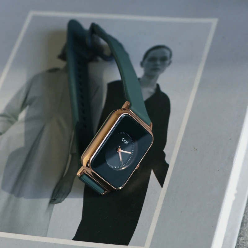 ساعات نسائية بسيطة ومتعددة الاستخدامات وساعات مستطيلة رائعة مع أشرطة جلدية اختيار عالي من الساعات والإكسسوارات النسائية. #4