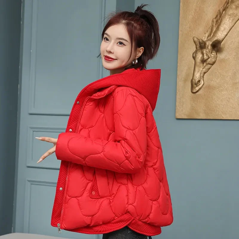 Piumino invernale in cotone con cappuccio moda donna 2025 Capispalla in cotone madre piumino Cappotto imbottito in cotone falso in due pezzi da donna coreana