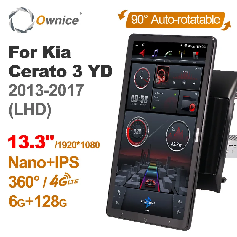 

TS10 Android 12.0 Ownice Car Radio Auto for Kia Cerato 3 YD 2013-2017 with 13.3" No DVD support USB Tesla Style Nano 1920*1080