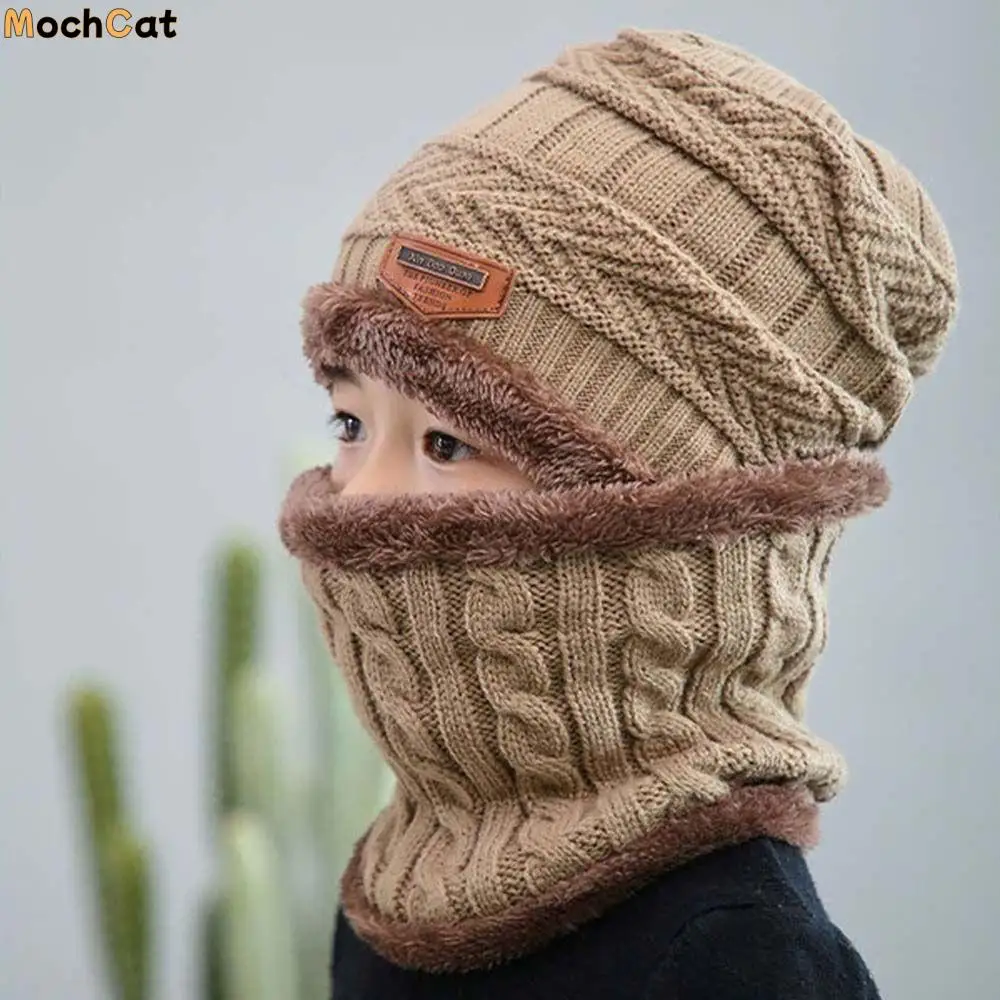 

Comfortable Warm Children Cap Circle Scarf Neck Warmer Winter Knit Hats Kids Cap Scarf Set Boy Beanie Hat Hedging Hat Scarf Set