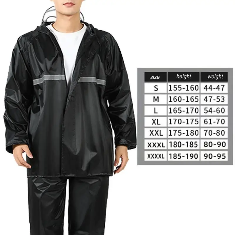 Motorcycle Raincoat Waterproof Safety Rain Coat Hood Rain Jacket and Rain Pants Breathable Reflective Rainwear for Men & Women