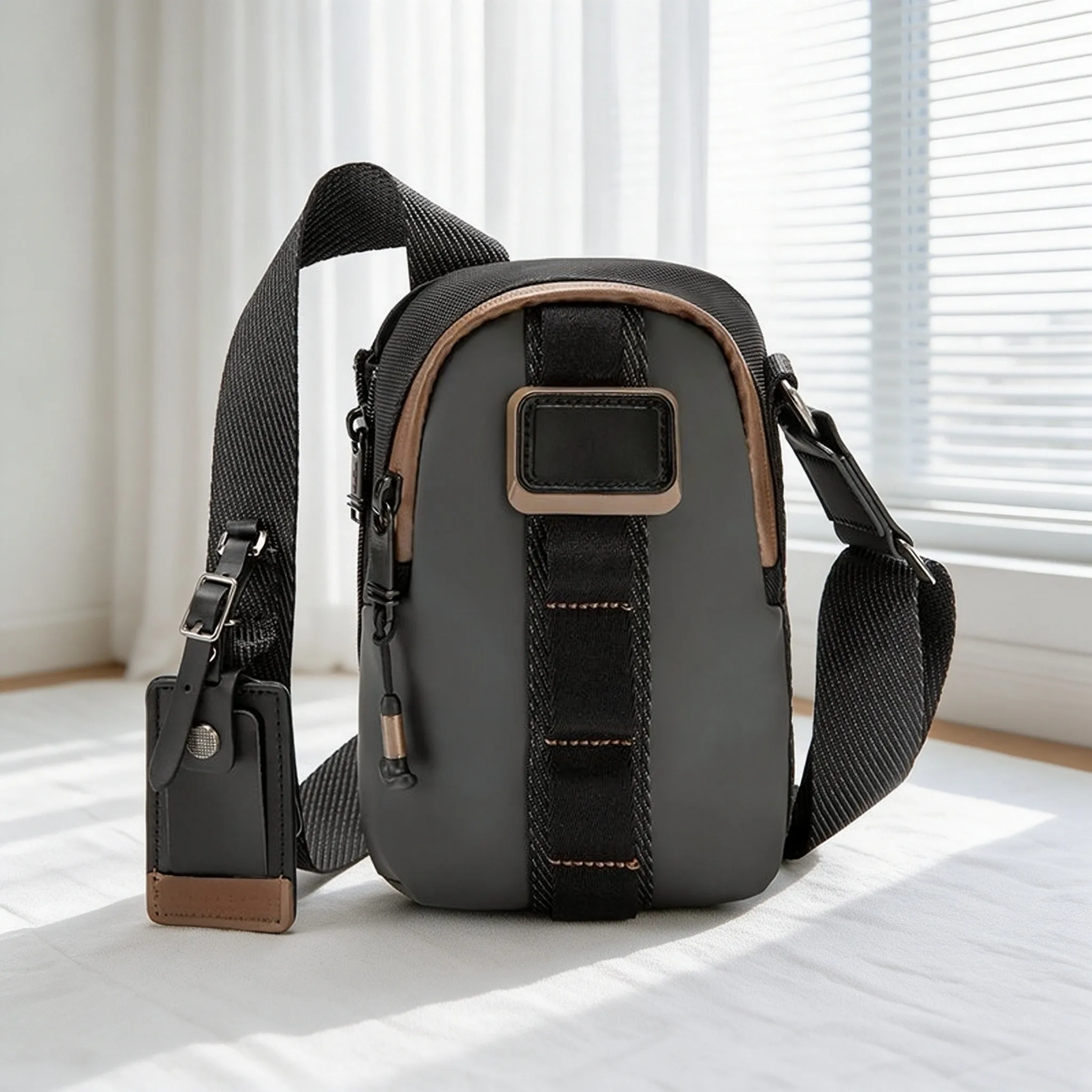 Men’s Ballistic Nylon Chest Sling Bag, Portable Stylish Casual Crossbody Shoulder Bag for Travel view 2
