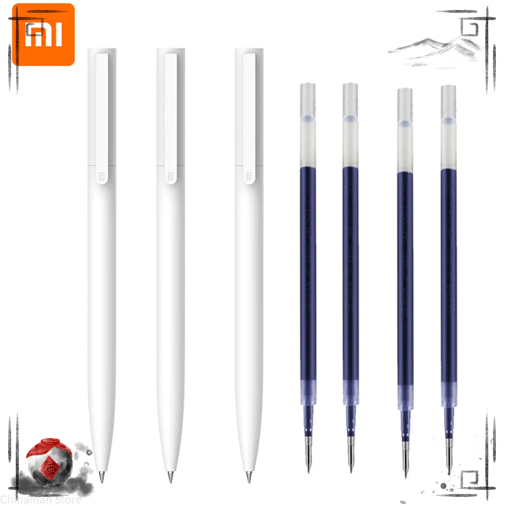 Оригинальная гелевая ручка Xiaomi Mi Pen MI Pen 9,5 мм без крышки, черная ручка PREMEC, гладкие швейцарские стержни MiKuni, Япония, OEM, черные и синие чернила