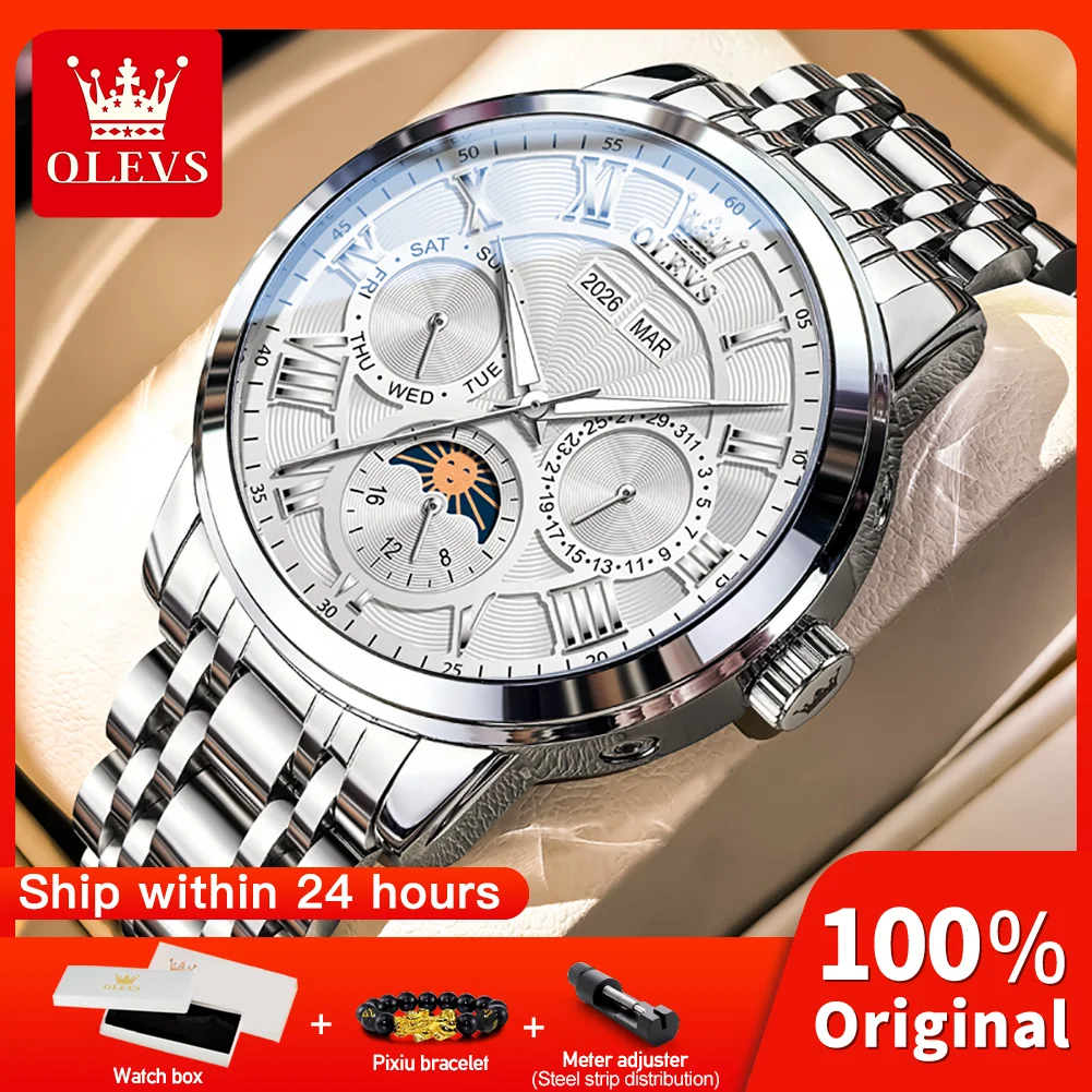 OLEVS 6785 Elegance Wristwatch Men Unique Dial Top Luxury Brand Original Mechanical Movement Night-light Function Waterproof