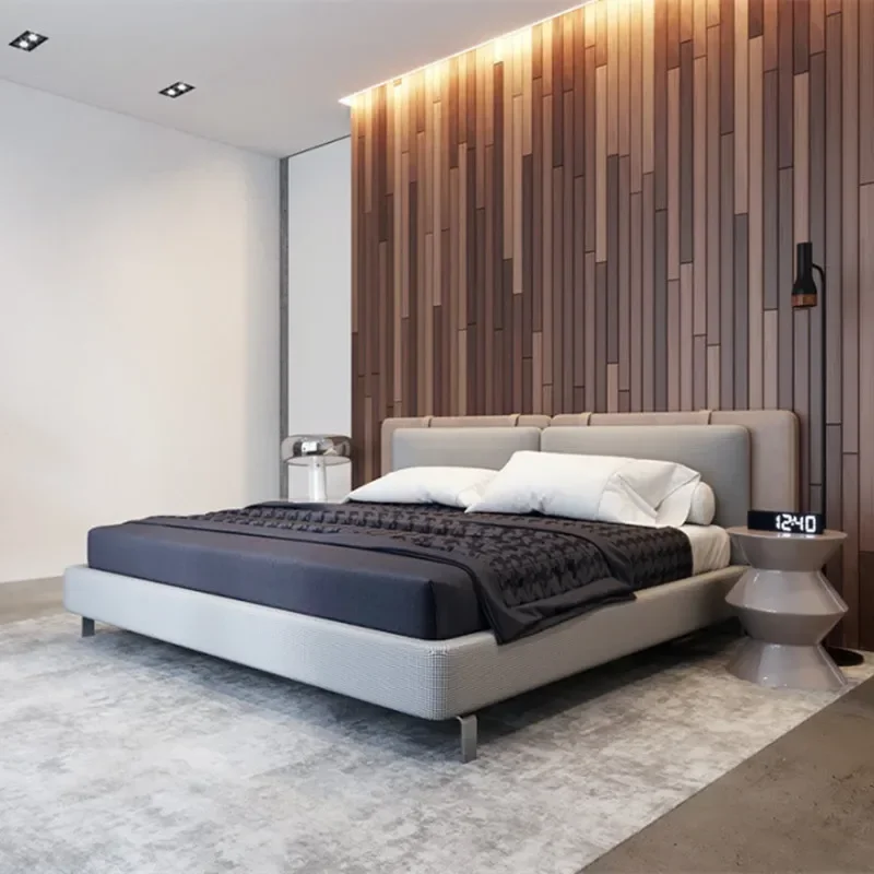 

Для современной спальни, кровати, мебели, кожаной королевского размера, дизайнерские изголовья, комфортный комплект кровати