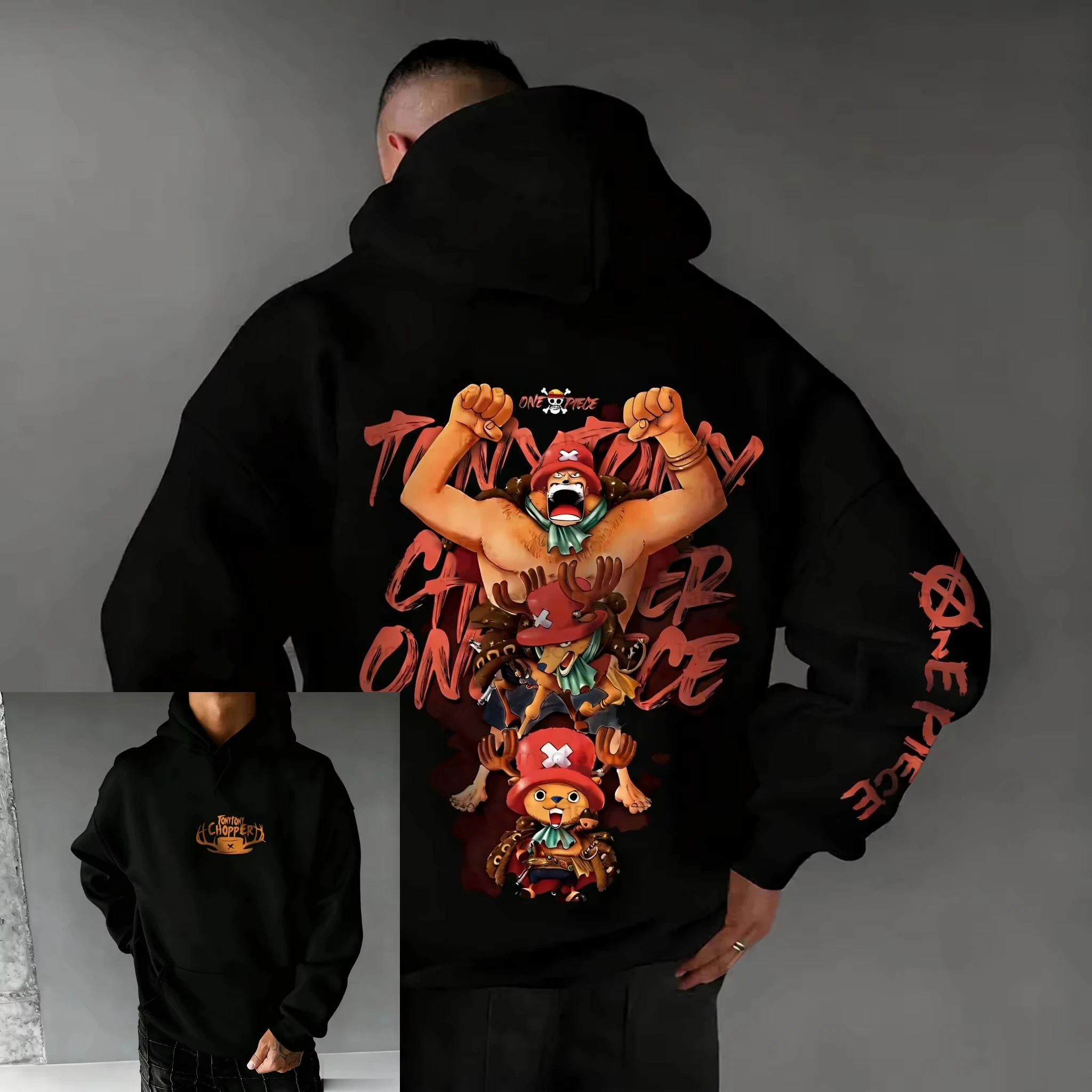 เสื้อฮู้ดลายการ์ตูนวันพีซ ช็อปเปอร์ รุ่นใหม่ประจำฤดูใบไม้ร่วง/ฤดูหนาว ปี 2026 เสื้อสเวตเตอร์ลำลองสไตล์สตรีทฮิปฮอปสำหรับผู้ชายและผู้หญิง ทรงหลวม ใส่ได้ทั้งผู้ใหญ่และเด็ก