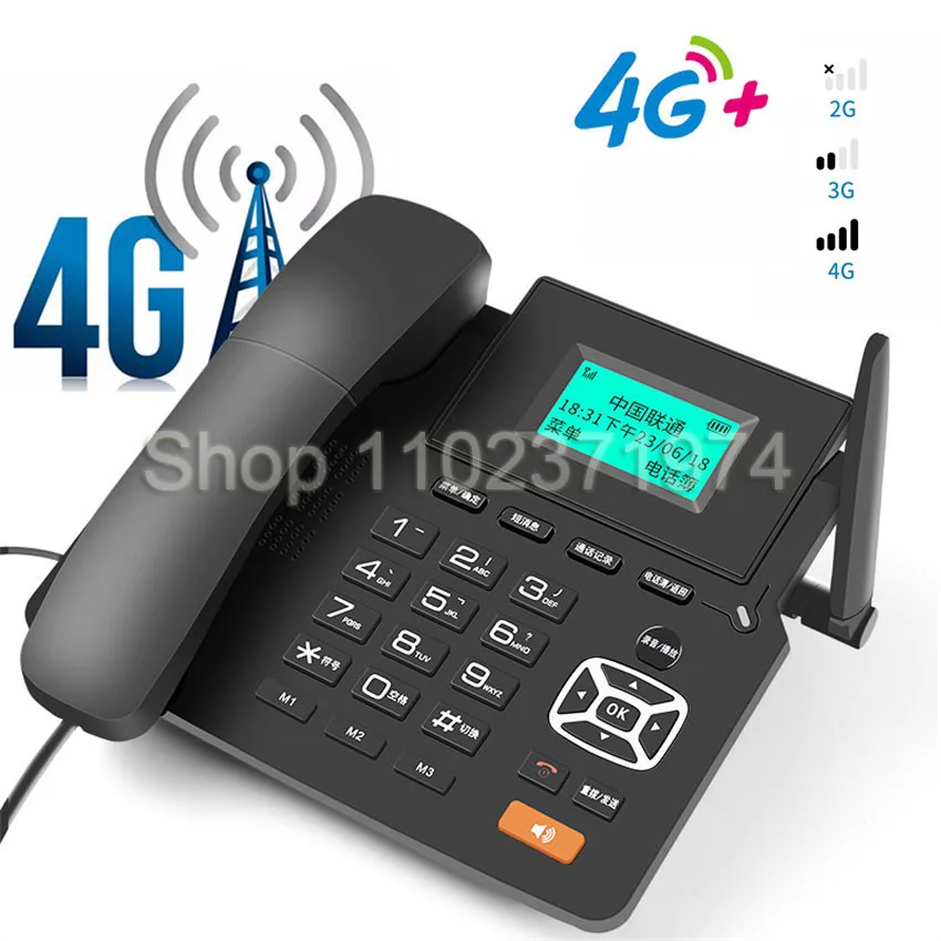 4G WIFI Wireless Fixed Phone GSM SIM Card Desktop Telephone With LCD Display Handsfree Call Recording for Office Home