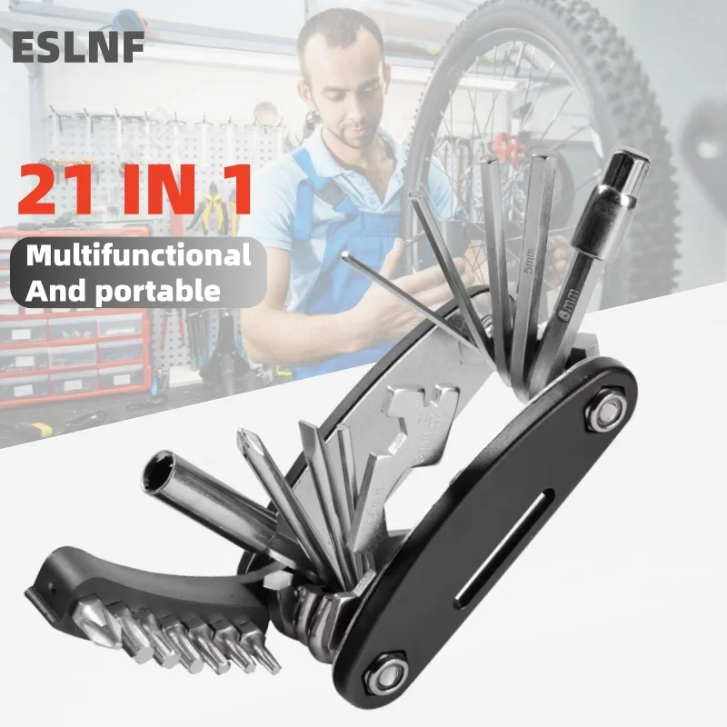 ESLNF 21 in 1 Mountain Bike Folding Multi Tool Mtb Torque Wrench Screwdriver Bicycle Repair Tools