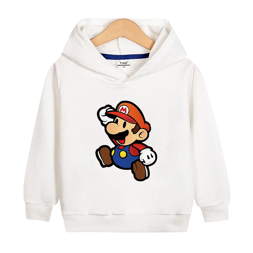 

Милые толстовки с принтом «Супер Марио» для мальчиков и девочек, зимние повседневные модные уличные теплые толстовки с длинными рукавами для детей