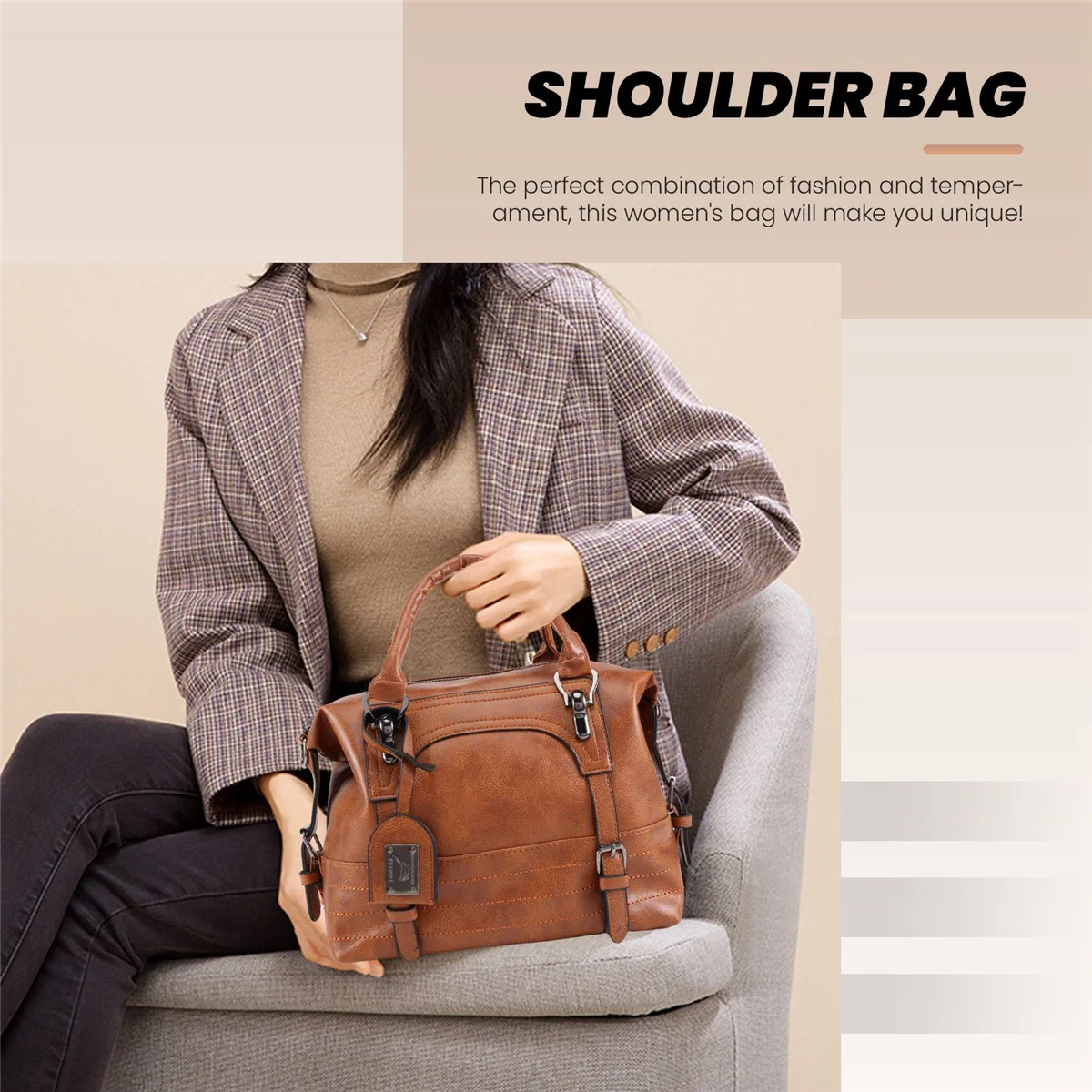 Women Leather Fashion Ladies Messenger Handbag Shoulder Bag Tote Satchel Purse Brown