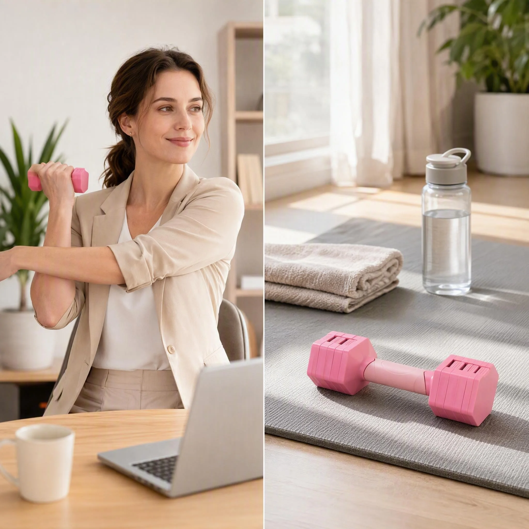 5LB Pink Adjustable Dumbbell Cast Iron Locking Pair Women Beginner Home Fitness Strength Training Adjustable Dumbbell