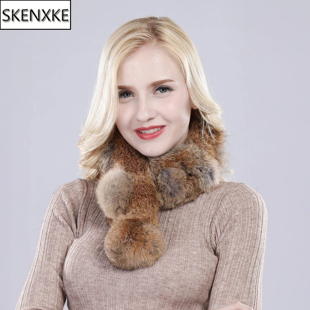 

New Arrival Women Winter Real Rabbit Fur Scarf Lady Warm Rabbit Fur Scarves Knit 100% Natural Real Rabbit Fur Ring Casual Muffle