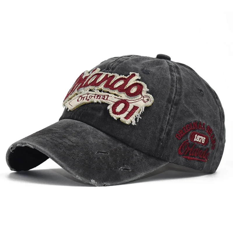 

Denim Washed Baseball Cap Summer Auckland Orlando Letter Embroidery Sun Hat