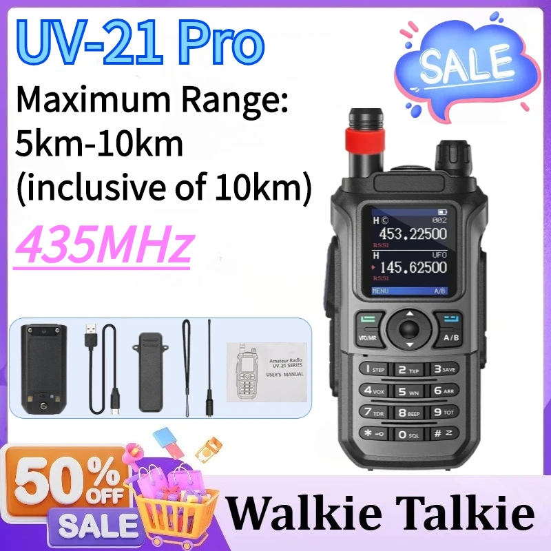 

For Baofeng UV-21 PRO Wireless Copy Frequency Type-C Charger Walkie Talkie Waterproof 16 KM Long Range 999 Ch Two Way Radio
