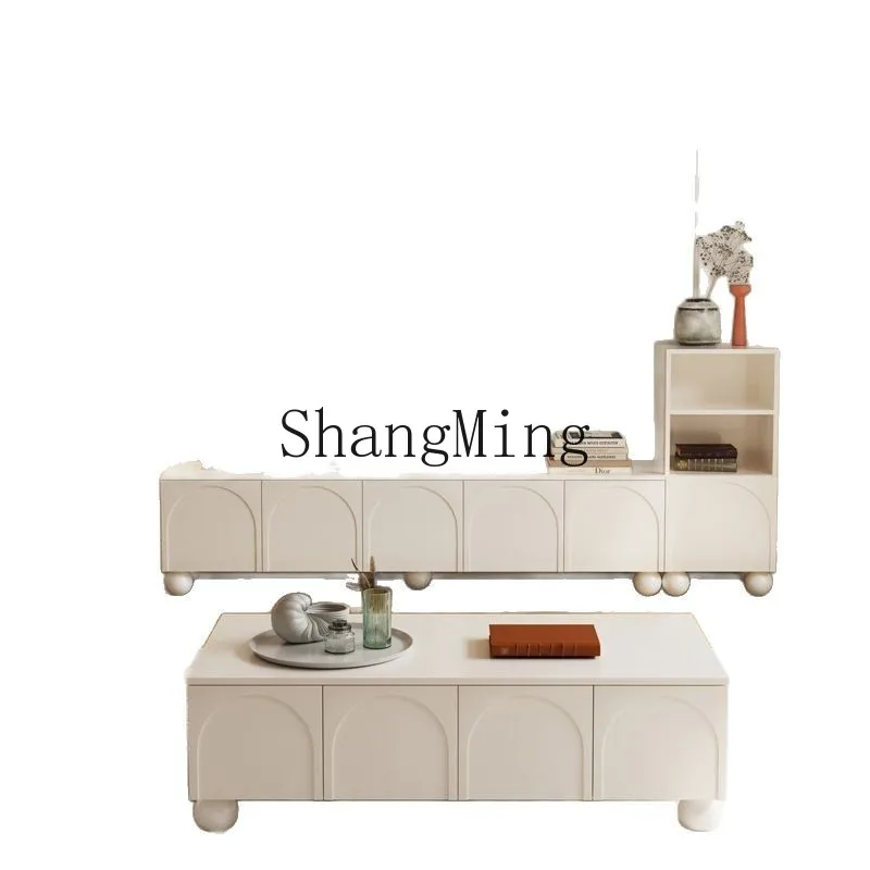 

CL new cream TV cabinet floor-to-ceiling side cabinet living room combination modern simple household small apartment storage