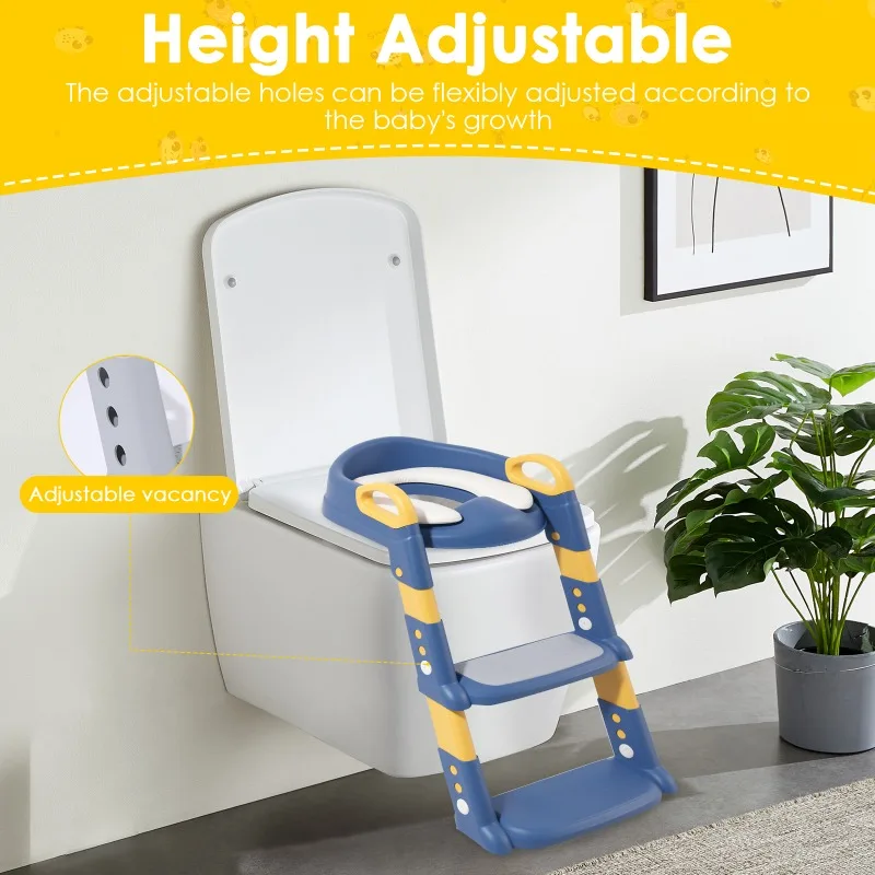Foldable Potty Training Seat With Adjustable Ladder Anti‑Slip Step Stool Portable Toilet Trainer Urinal Pot Training Accessory