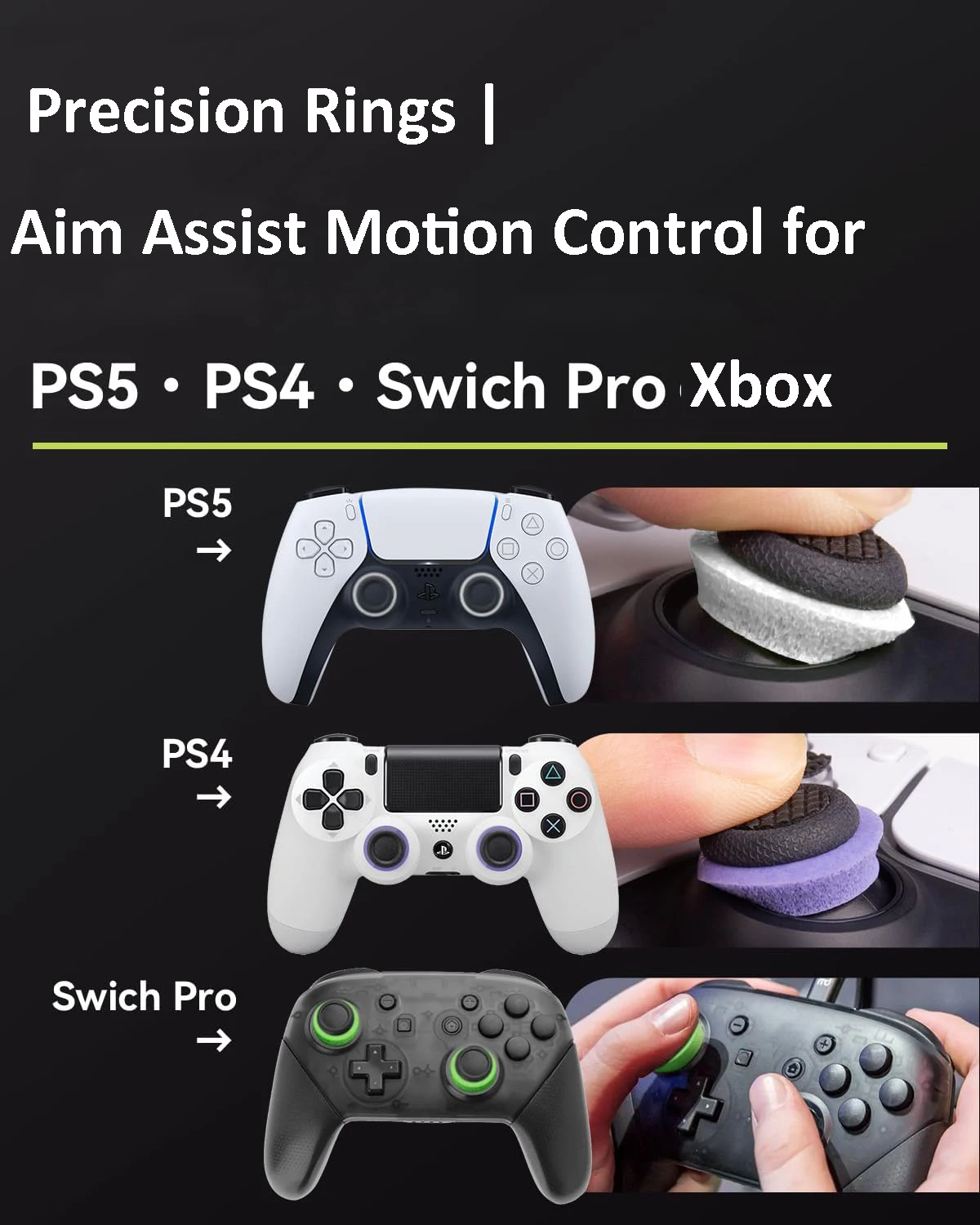 6 Stück Aim Assist Target Motion Control Präzisionsringe für PS5, PS4, Xbox Series X/S, Xbox One, Xbox 360, Switch Pro Controller