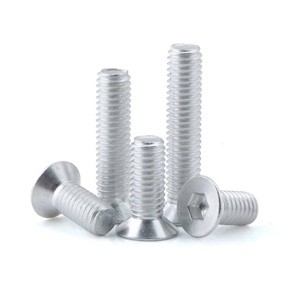 

50Pcs/Lot M8*L Aluminum Alloy Countersunk Head Socket Head Cap Screws Silver Flat Head Hex Bolt Din7991 Anticorrosion