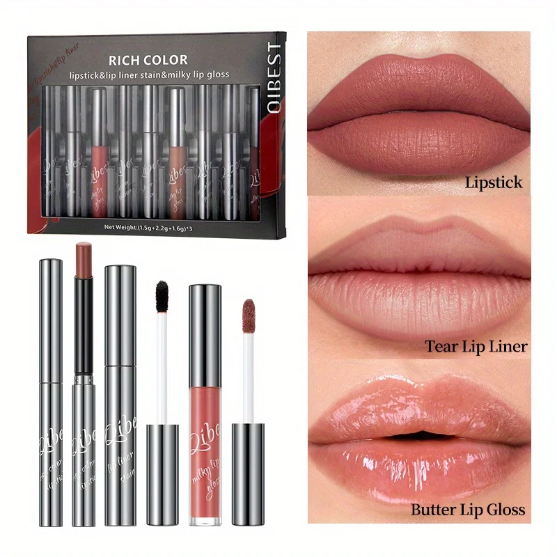 

9-Pack lip makeup combination set Variety lip makeup can be matched with lipstick + tear lip line + butter lip gloss at will