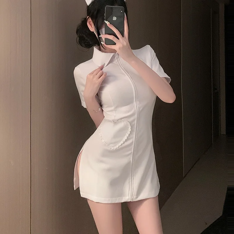 

Sexy Stage Performance Costume White Angel Nurse loween Costume Large Size Performance Outfit Fairyland Ele Women's Wear