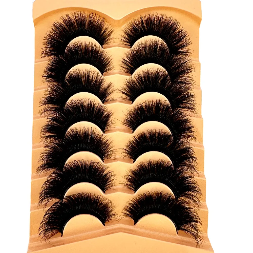 Nieuwe 7 Paar Nep Wimpers Dikke Lange Valse Wimpers Dramatische Wimpers 3d Faux Mink Wimpers Groothandel Volledige Strip Wimpers Make-Up