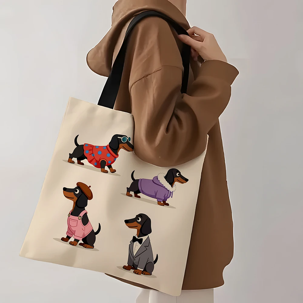 1pc Cute Stylish Dachshund Tote  Versatile for Commute/Outings, Carry these Fashionable Puppies