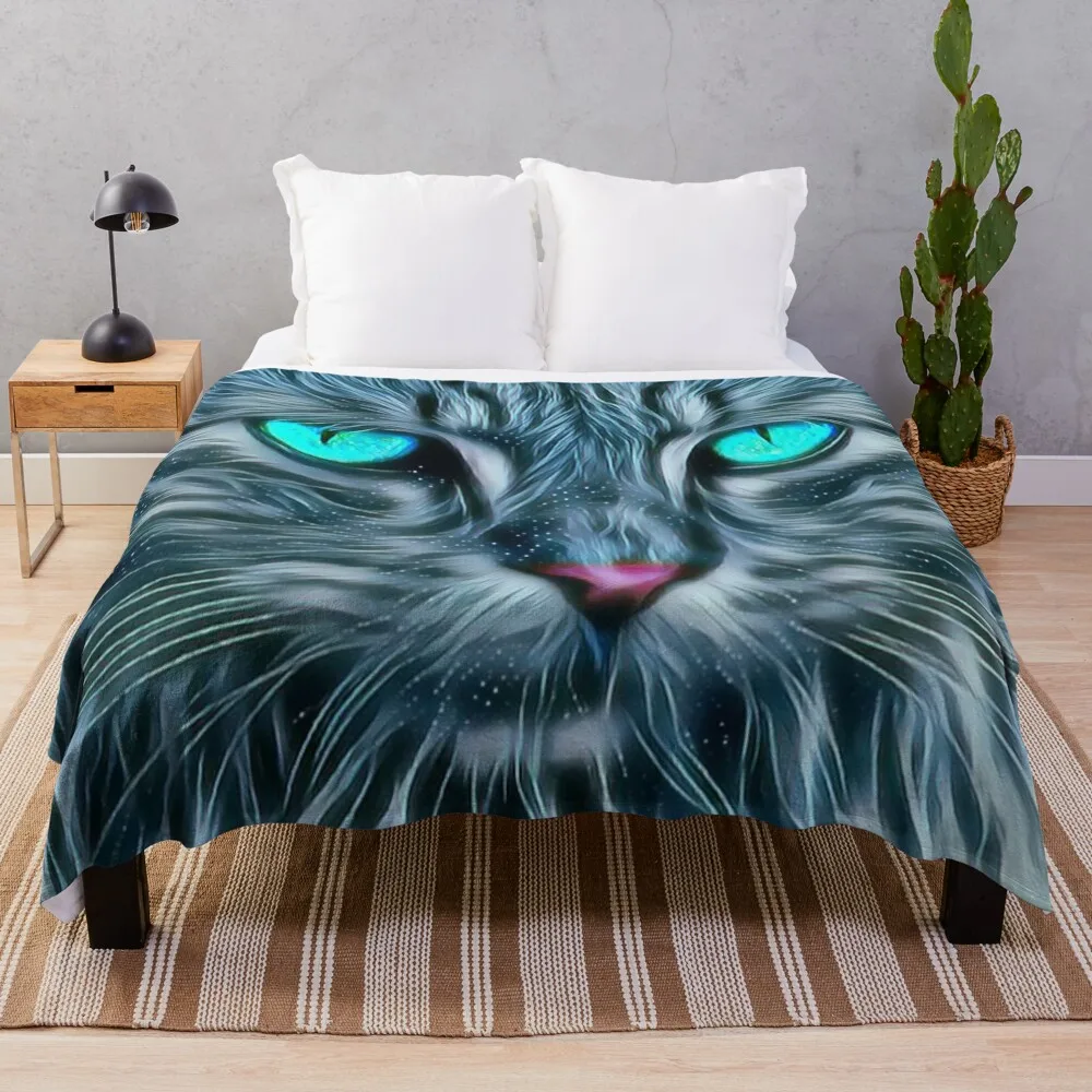 FRACTAL CAT Throw Blanket Weighted Shaggy christmas decoration Fluffy Shaggy Blankets