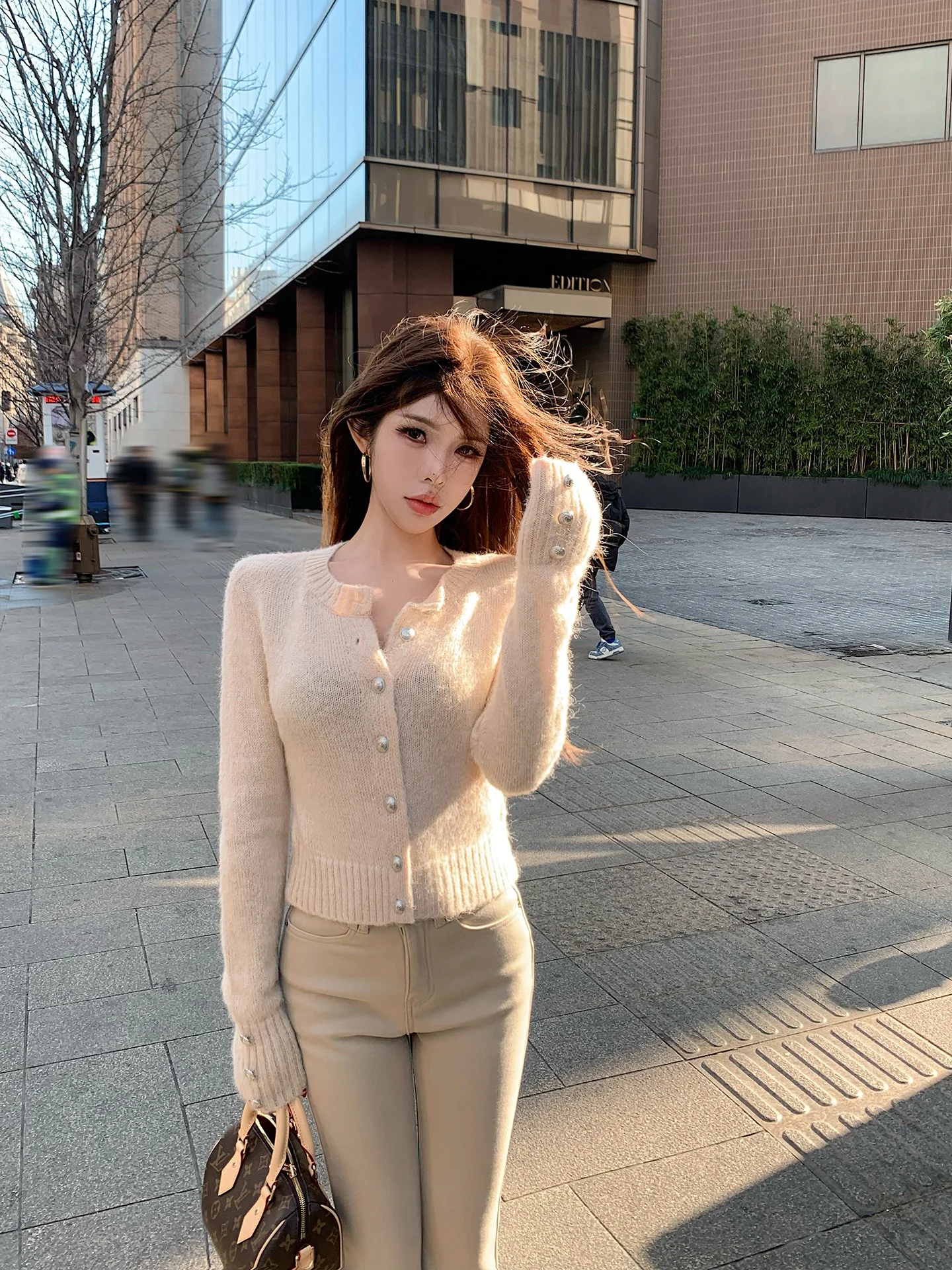 

Onelady Slim Fit Long Sve Knitted Open Cardigan Women's Casual Sle round Ne ort Length Versatile Lazy Feeling Sweate...