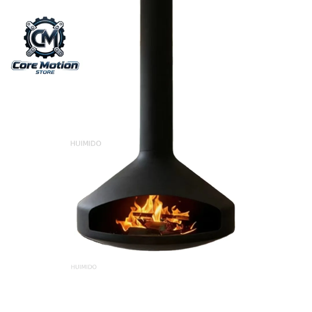 Hanging fireplace, free-standing water-fueled fireplace, indoor wood-fired heating