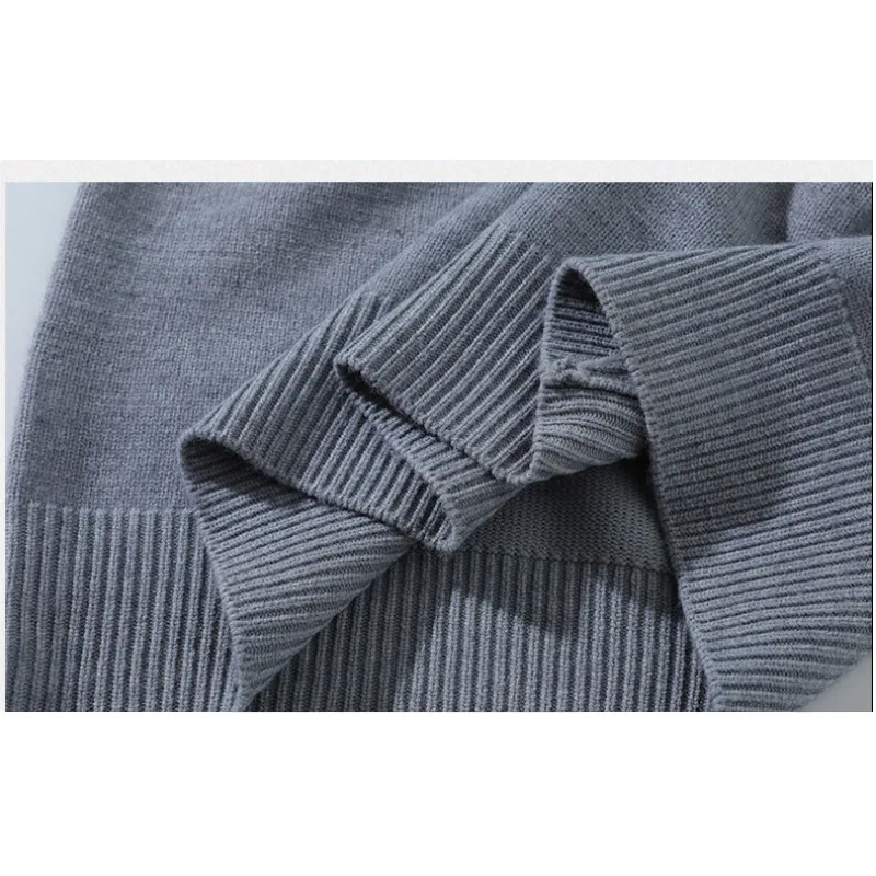 Herren-Strickpullover im Old-Money-Stil mit Henley-Kragen, locker geschnitten, Oversize, Plus Size, lässige Strickware, Oberbekleidung für den Alltag – Detail 10