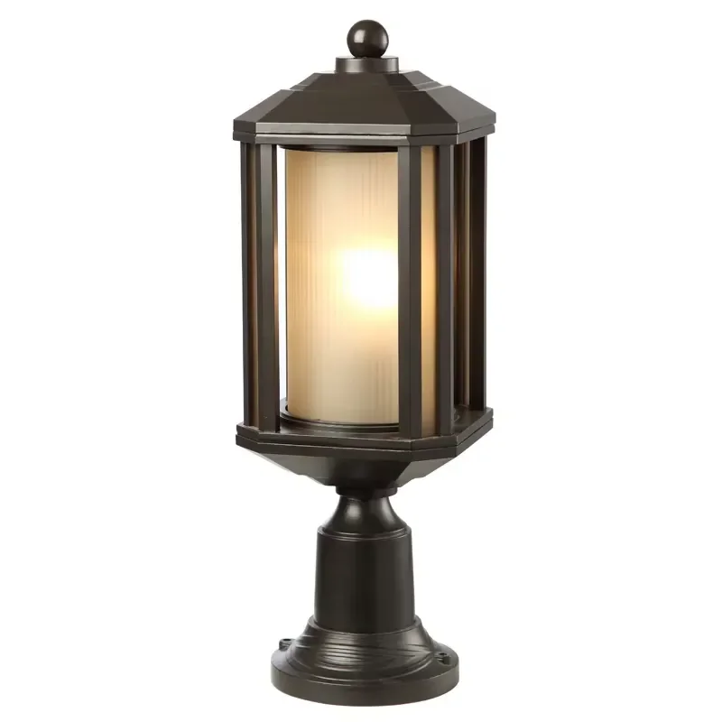 Modern Bronze Die Cast Aluminum Outdoor Pillar Light Waterproof Outdoor Porch Patio Garden and Pillar