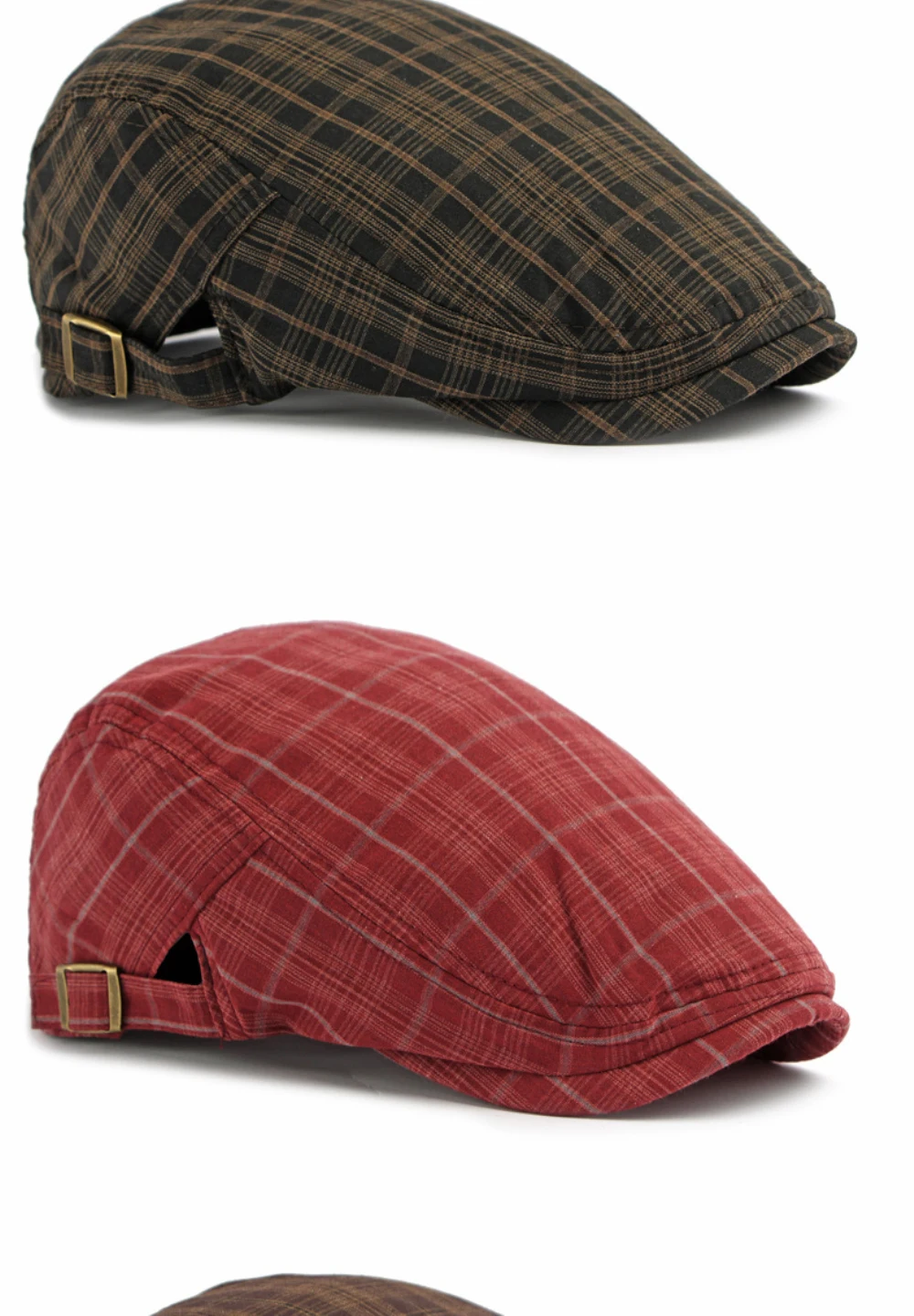 HT5072 Baskenmütze 2026 Neue Frühjahr/Sommer Ivy Flat Cap für Herren und Damen – Retro Künstler- und Malermütze mit Karomuster, verstellbare Baskenmütze für Männer und Frauen – Detail 6