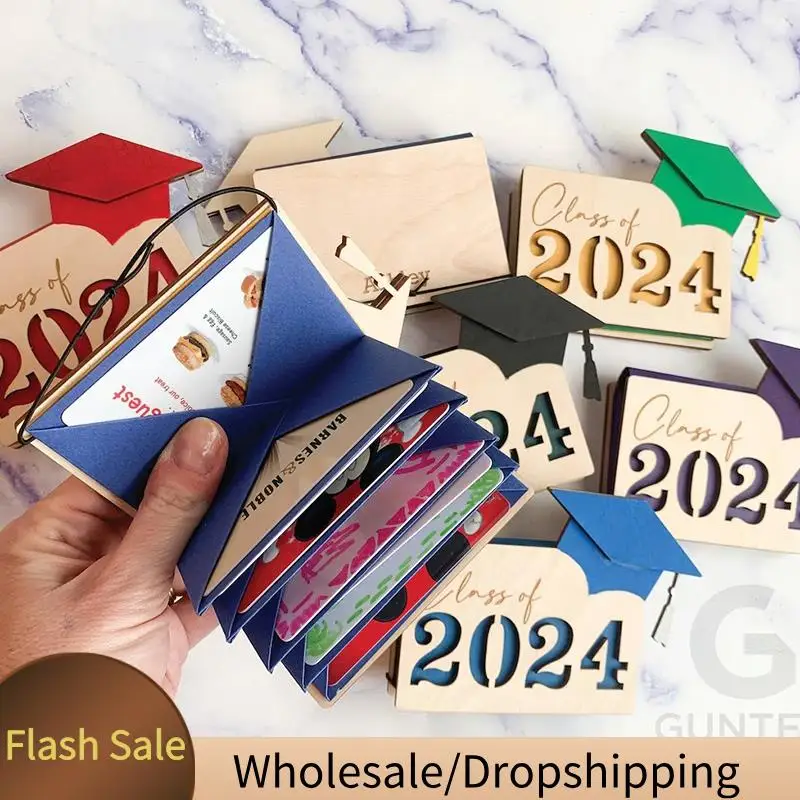 Держатель для выпускных карточек Подарочная коробка для карточек Держатели для денег Деревянный держатель для выпускных денег DIY Дети Выпускная вечеринка Готівка Простая в использовании Красный