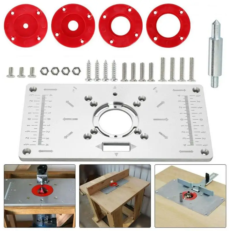 Multifunctional Aluminum Router Table Insert Plate Trimmer Engraving Machine Woodworking Bench Router Plate Mesa With Rings