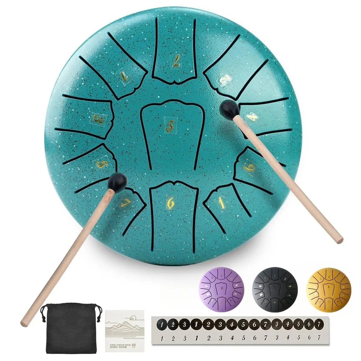 Miwayer Juego de regalo de tambor con lengüeta de acero de 6" | Instrumento de curación de sonido de 11 notas con kit de afinación | Herramienta para aliviar la yoga/meditación/ansiedad
