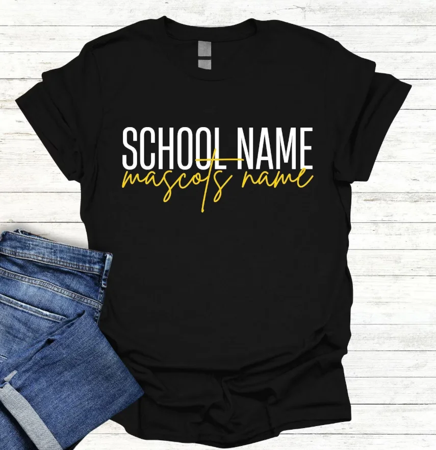 Custom School T-shirt Class Team School Name Text Personalized School Logo Shirt Spirit Print Custom Loose Casual Comfort Shirts