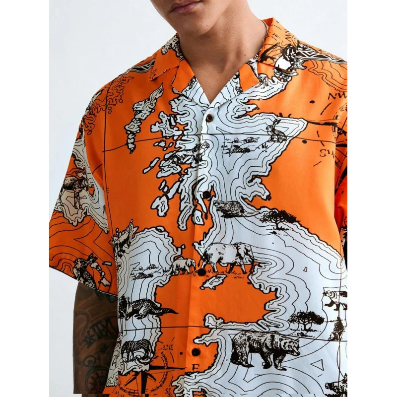 Elegant Mens Shirts T Shirt for Man Retro Clothing Men's Summer Shirt Men Men's Social T-shirt Free Shipping Man Male Hawaiian