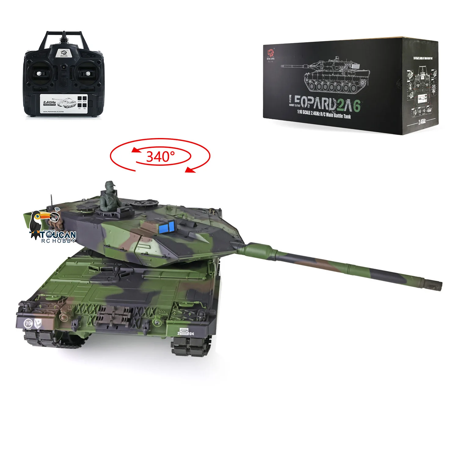 US Stock Henglong 1/16 7.0 RTR RC Tank Leopard 2A6 3889 Plastic Version 2.4Ghz Remote Control Model Vehicle for Adult Collectors