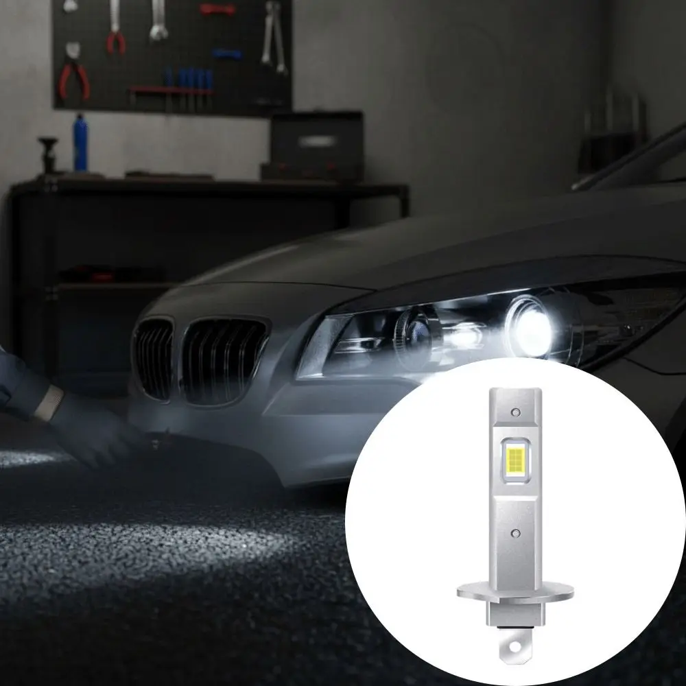 Aluminum Silver LED Headlight White Diode Mini Size H1 Headlight Bulbs Wireless CANBUS Super Bright Fog Lamps LHD Headlight