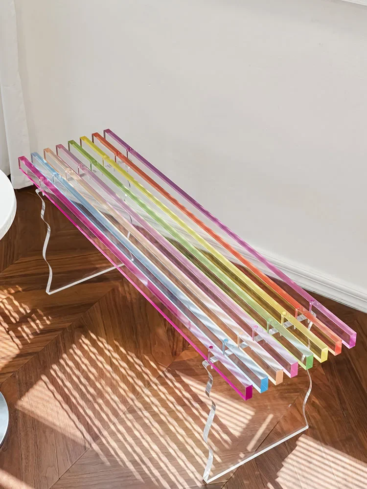 

Rainbow Bench,Nordic Acrylic Furniture,Home Living Room Hallway Shoe Changing Stool,Creative Balcony Transparent Long Stools