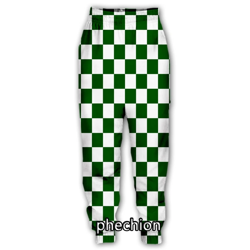 

phechion New Men/Women Checkerboard 3D Printed Casual Pants Fashion Streetwear Men Loose Sporting Long Trousers F240