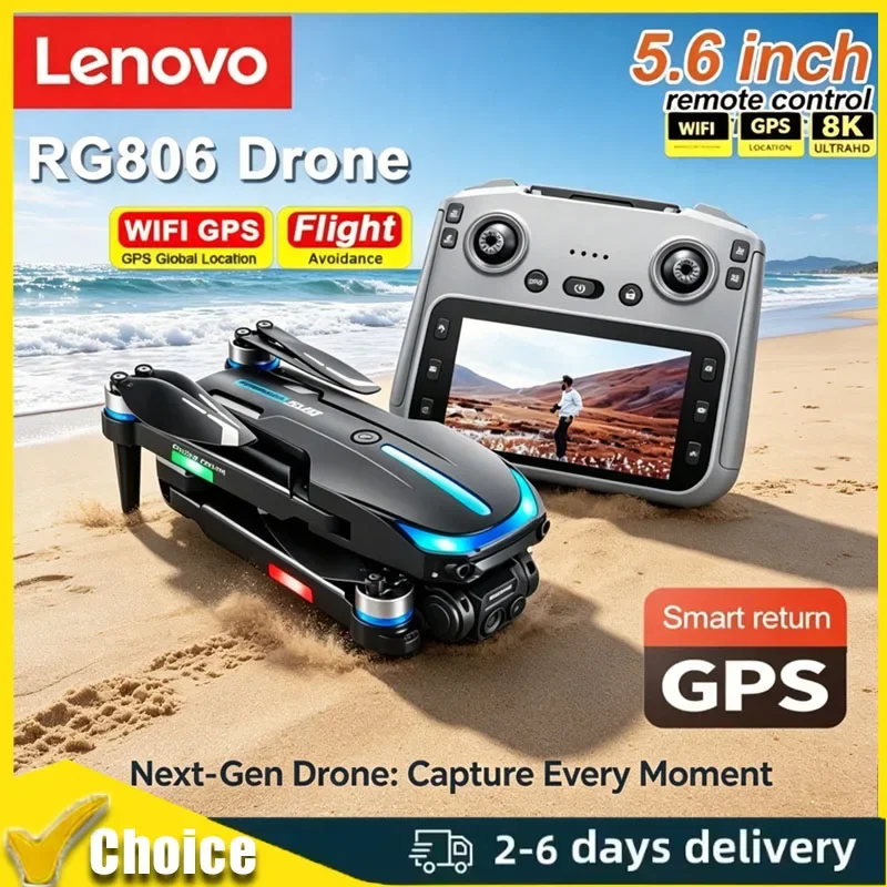 

New Lenovo RG806 Max Aerial Drone, 8K HD Camera, 5.6-Inch Screen RC, GPS Positioning, Brushless Motor & Obstacle Avoidance