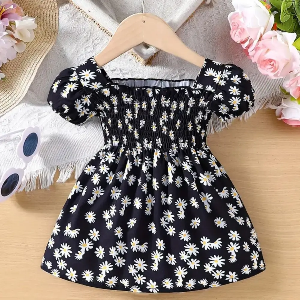 

Square Collar Baby Girls Princess Dress Puff Sleeve Party Summer Flower Dress Sweet Beach Vacation Toddle Dress Birthday Dress