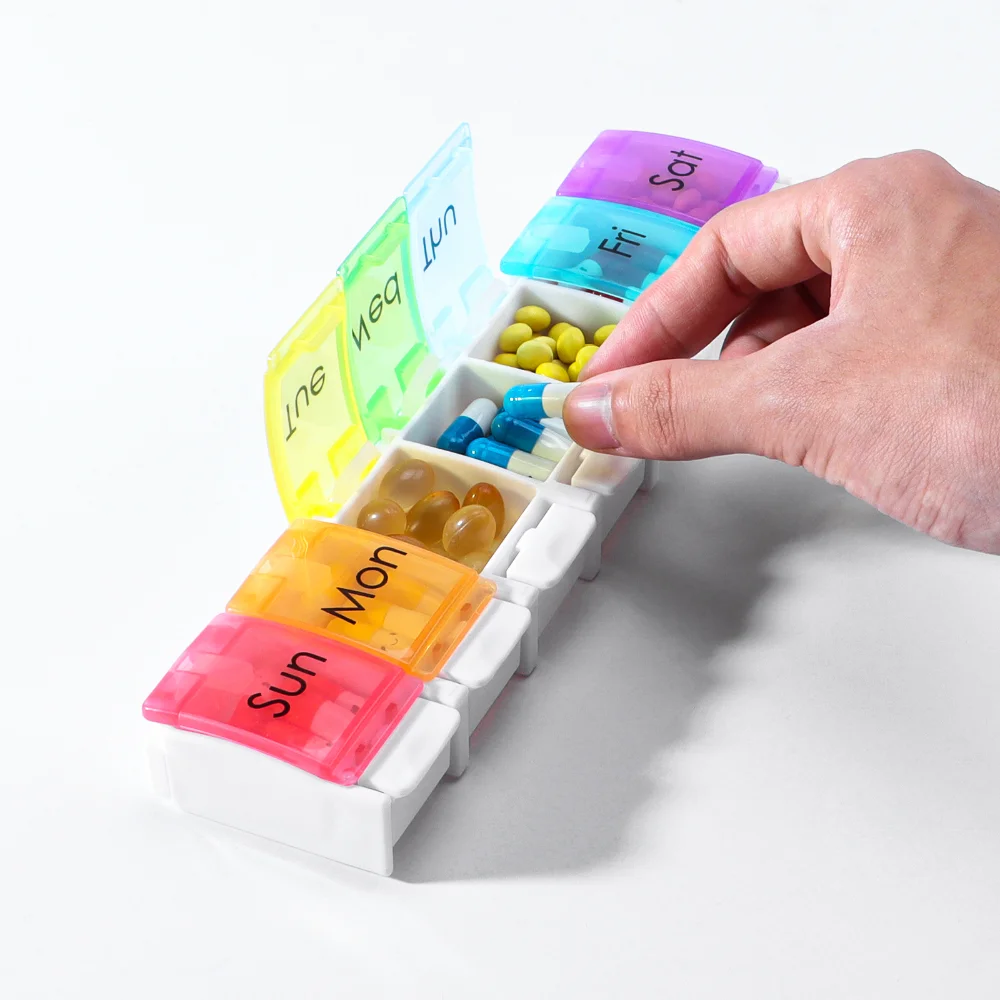 

Новый портативный еженедельный 7-дневный чехол для таблеток большой емкости, органайзер для ежедневного хранения витаминов, медицинских рыбных масел