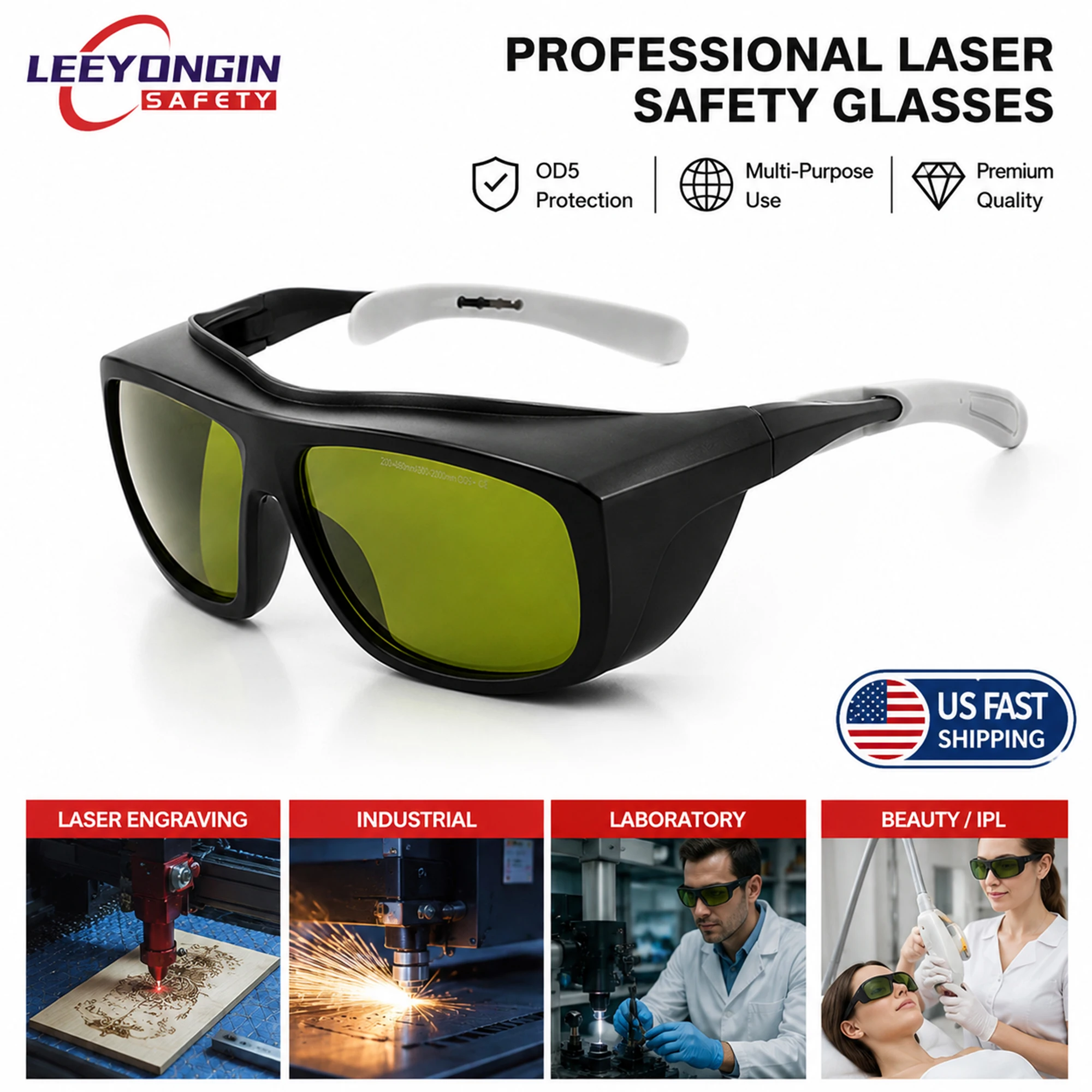 Industrial Laser Glasses - Óculos de Segurança a Laser OD5+