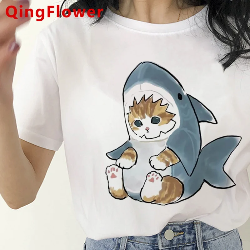 Cat t-shirt tshirt women casual aesthetic japanese white Korea t shirt white t shirt harajuku