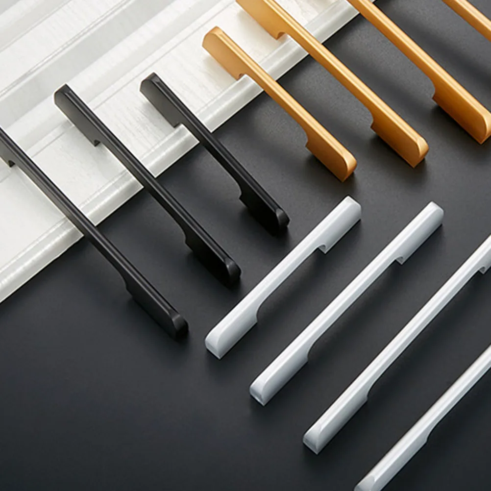 

2 Pcs Aluminum Alloy Handle Wardrobe Drawer Pull Bar Simple niture Black Door Handles European Style
