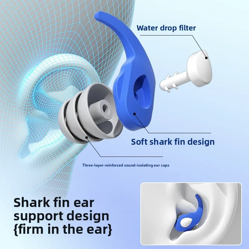 Filter Design Triple Layer Silicone Earplugs Waterproof Reusable Sound Blocking Ear Plugs for Sleep Swimming Study